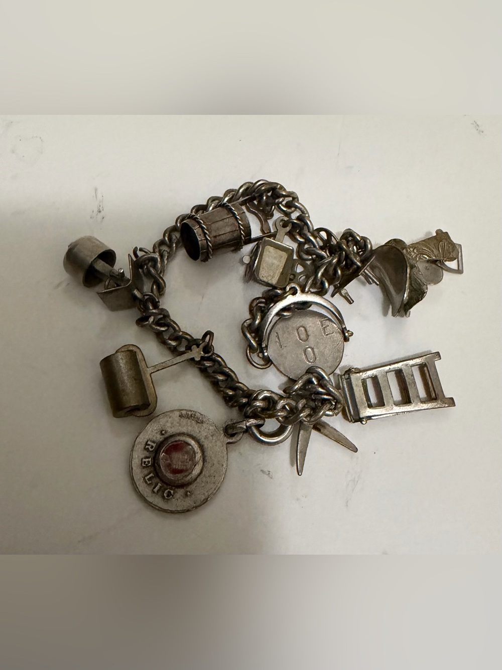 Rare Fabulous Vintage 3D Sterling Silver Charms 12 Moveable Charm Bracelet